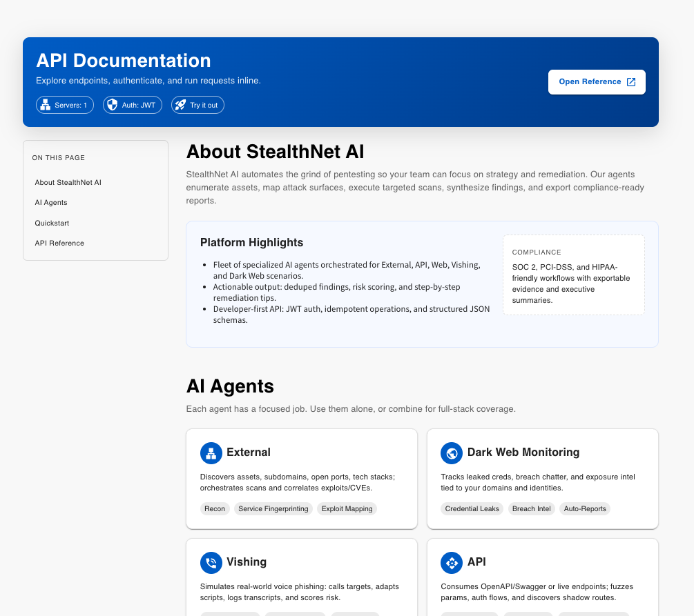 StealthNet API integration: seamlessly integrate AI pentesting into your existing security workflow